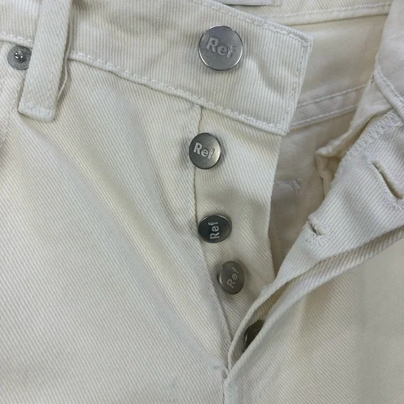 Reformation Fawcett Crop Wide Leg Jeans Size 24 Ivory Raw Hem - Picture 7 of 11